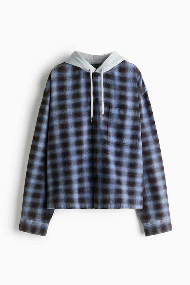 Hooded overshirt - Dark blue/Checked - 1