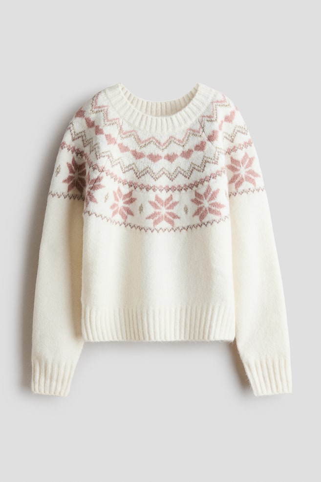 Jacquard-knit jumper - Cream/Patterned - 1