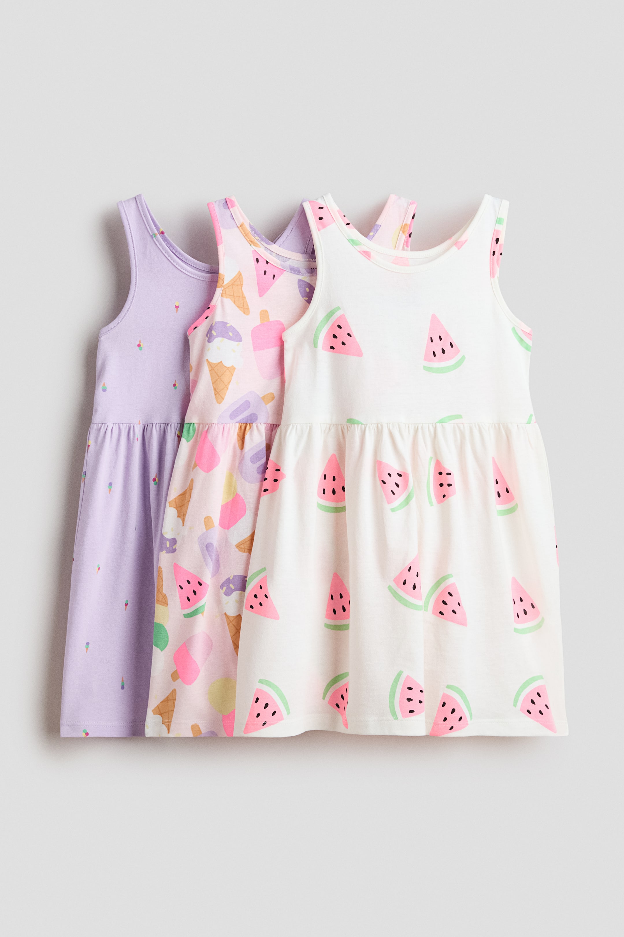View larger image: 3-pack printed cotton dresses - Light pink/Watermelon - Kids | H&M 1