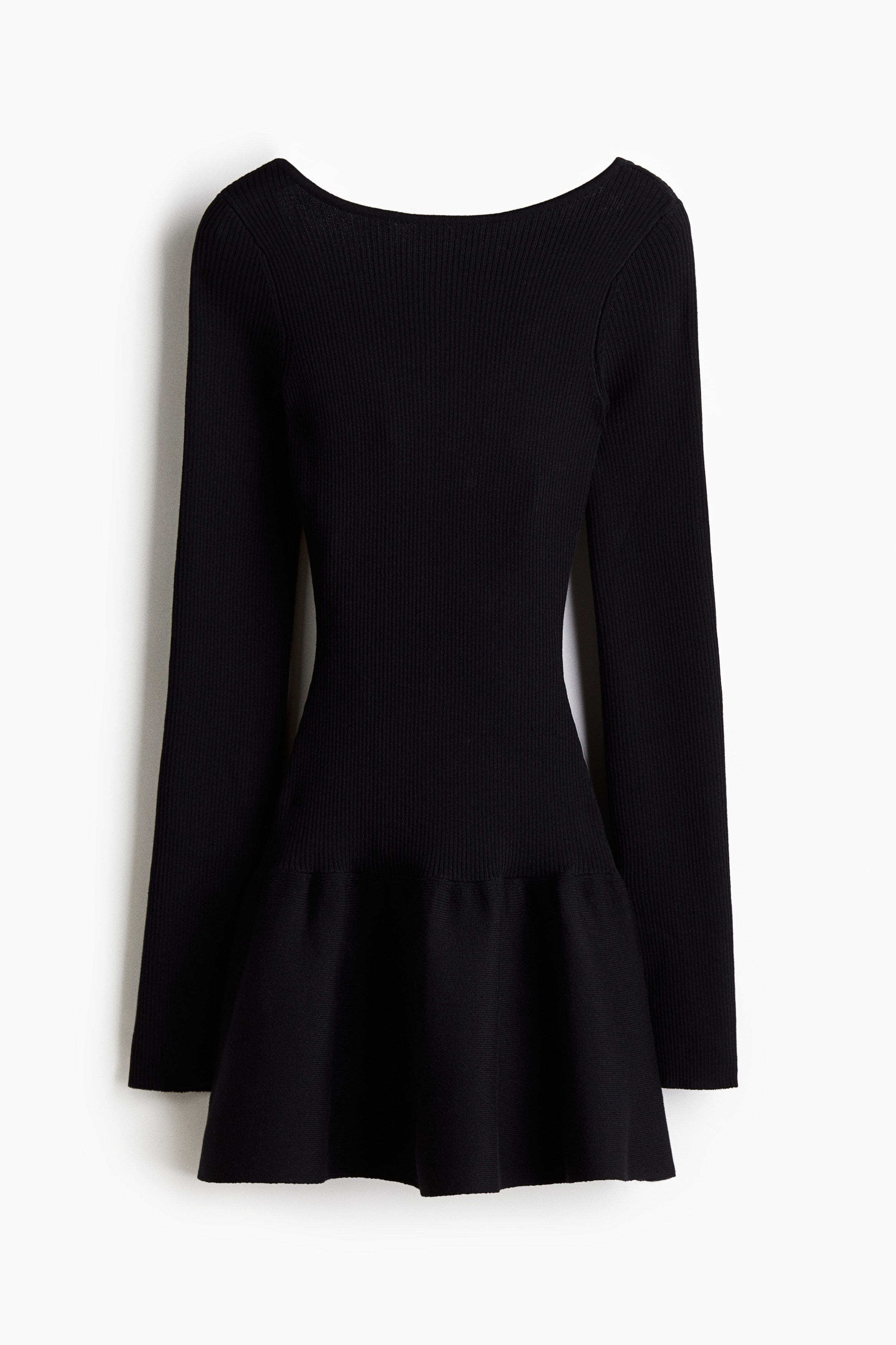 H & M - Geripptes, ausgestelltes Kleid - Schwarz - Damen