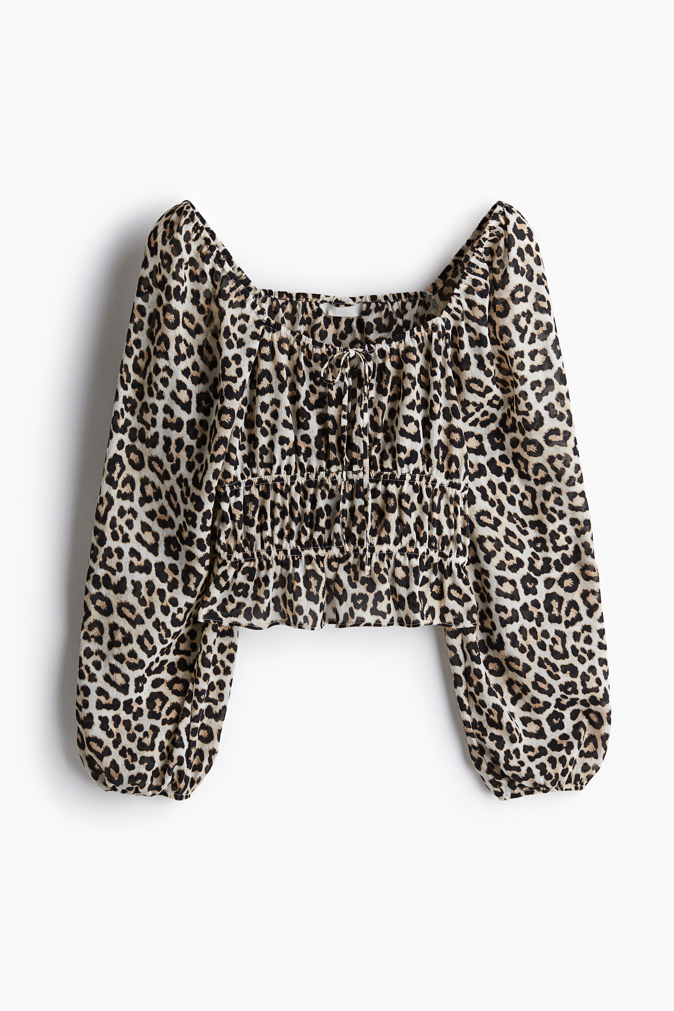 Blusa em tecido enrugado - Branco/Padrão leopardo/Branco/Floral/Azul claro/Floral branco