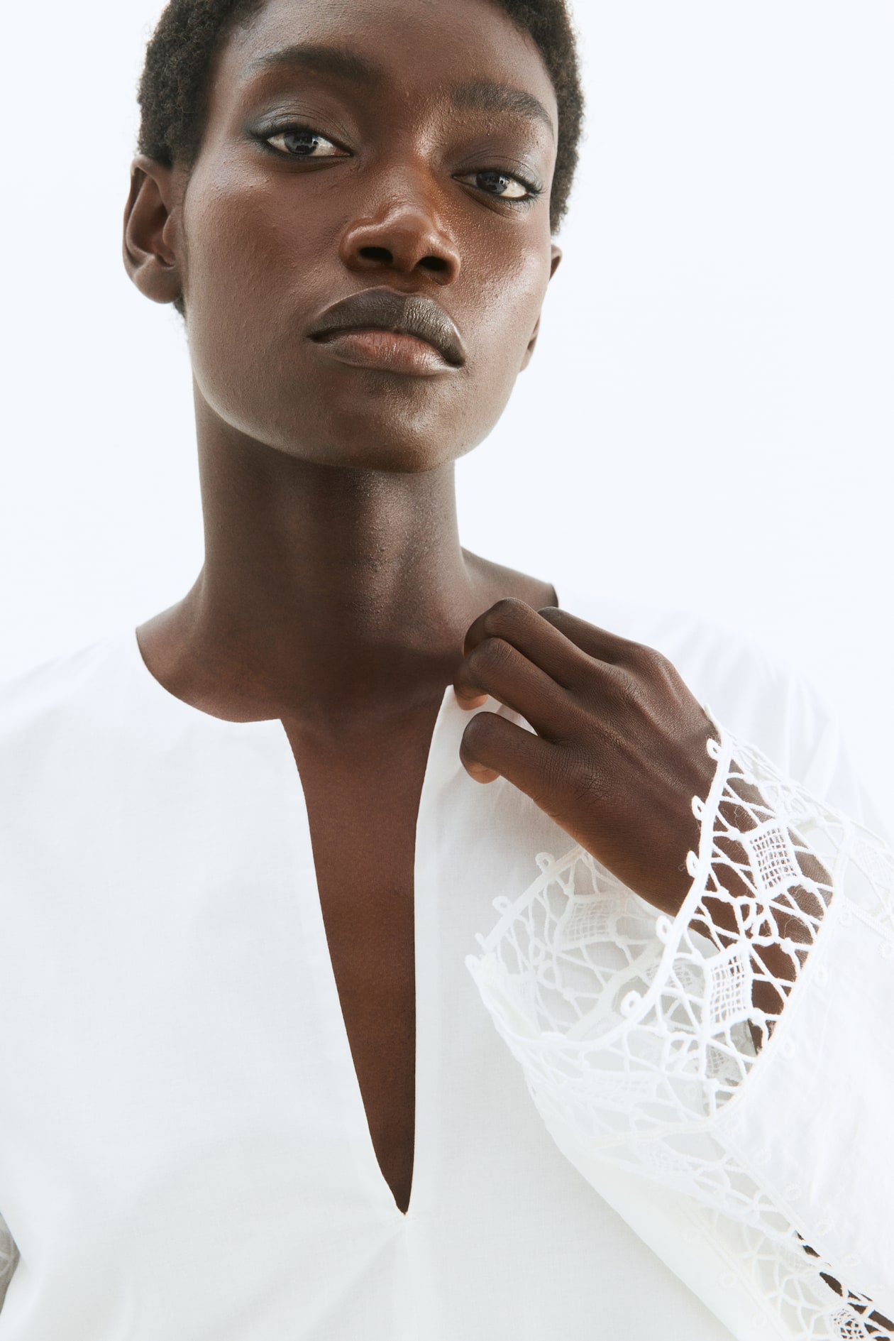 Lace-Inset Cotton Dress - image 5