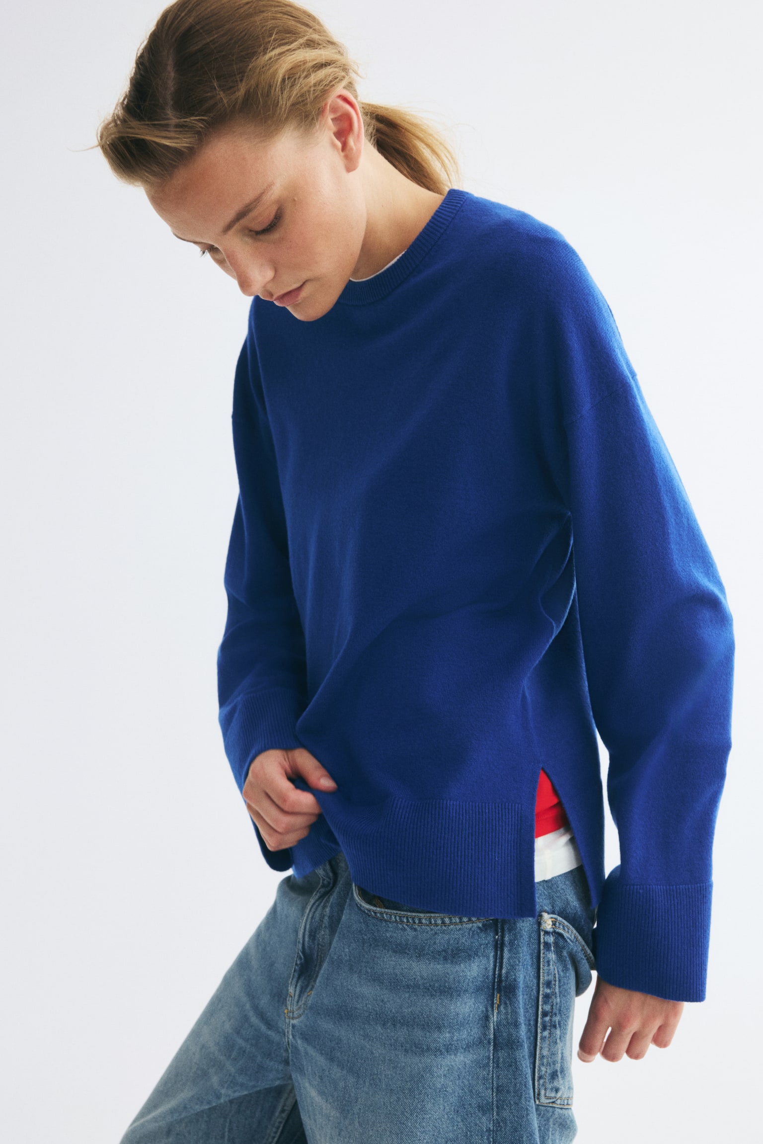 Женский свитер H&M Oversized Sweater, цвет: Тёмный синий — фото 5