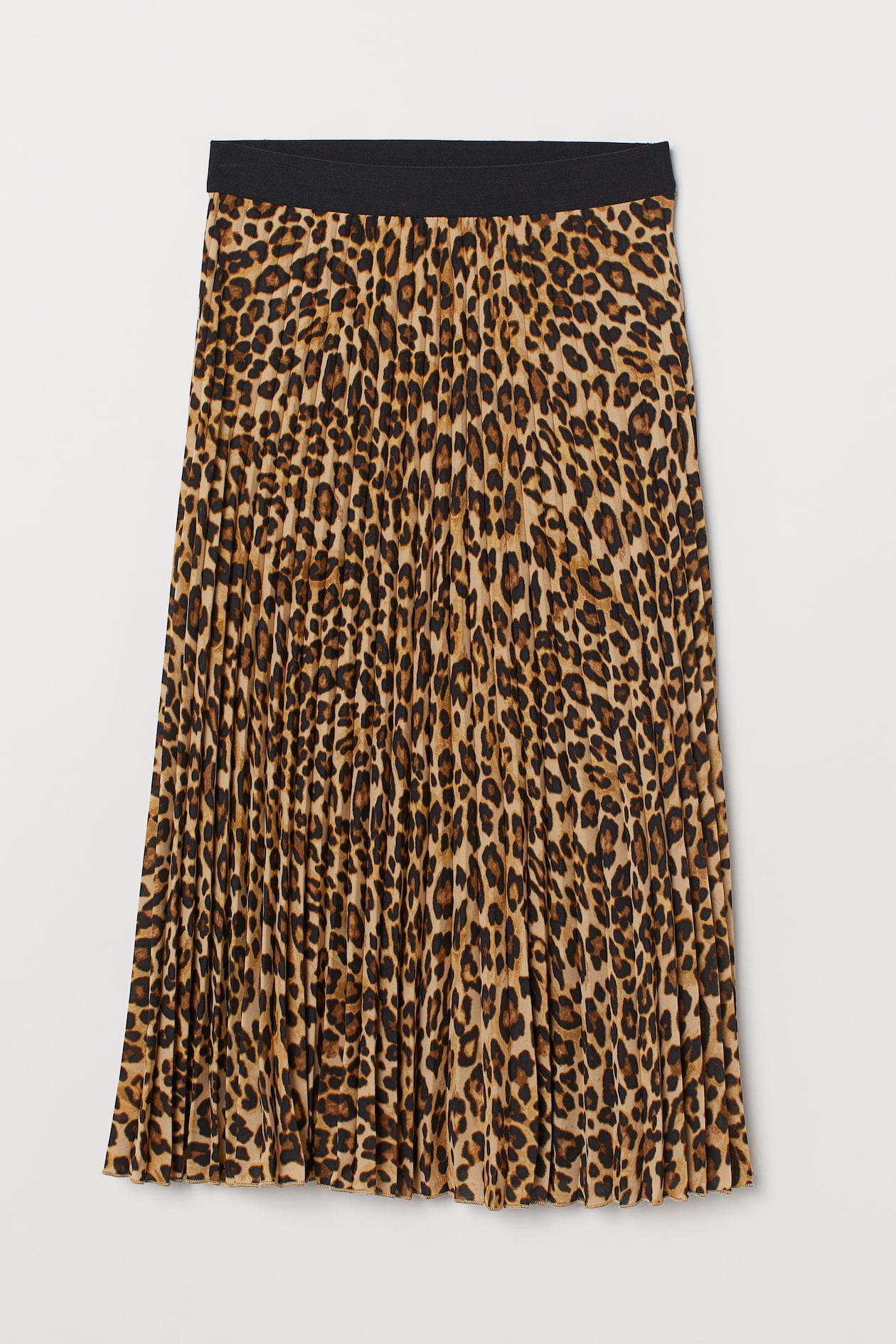 Pleated skirt - Midi - Beige/Leopard print - Ladies | H&M GB