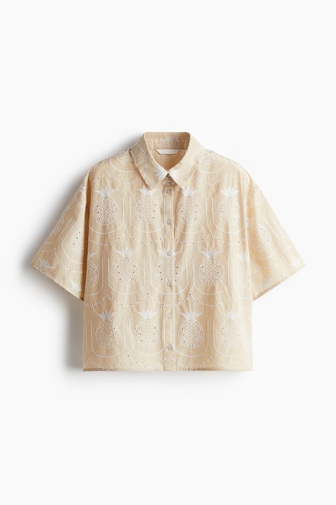 Broderie anglaise shirt - Beige/Pineapples - 1