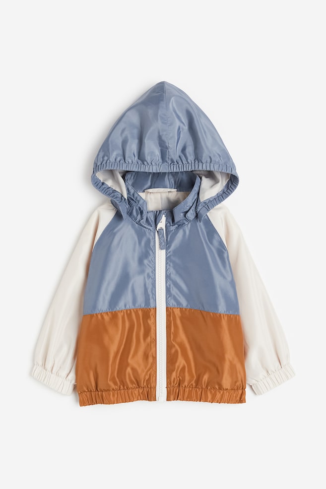 Hooded patterned jacket - Blue/Block-coloured - 1