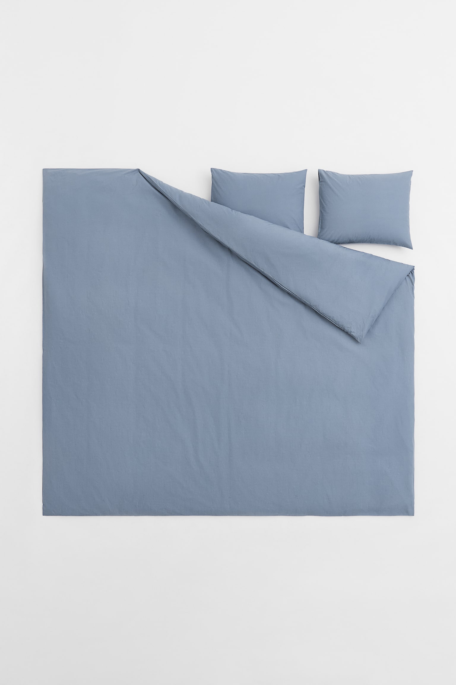 Cotton double/king duvet cover set - Pigeon blue/Sage green/White/Light beige - 3