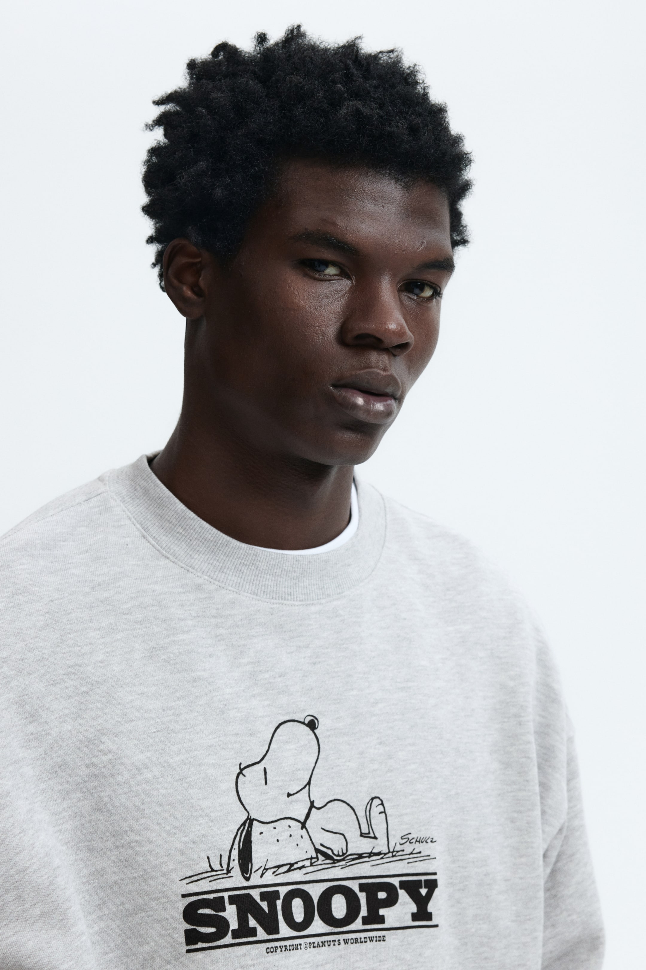 View larger image: Oversized Fit Printed sweatshirt - Grey marl/Snoopy - Men | H&M IN 2