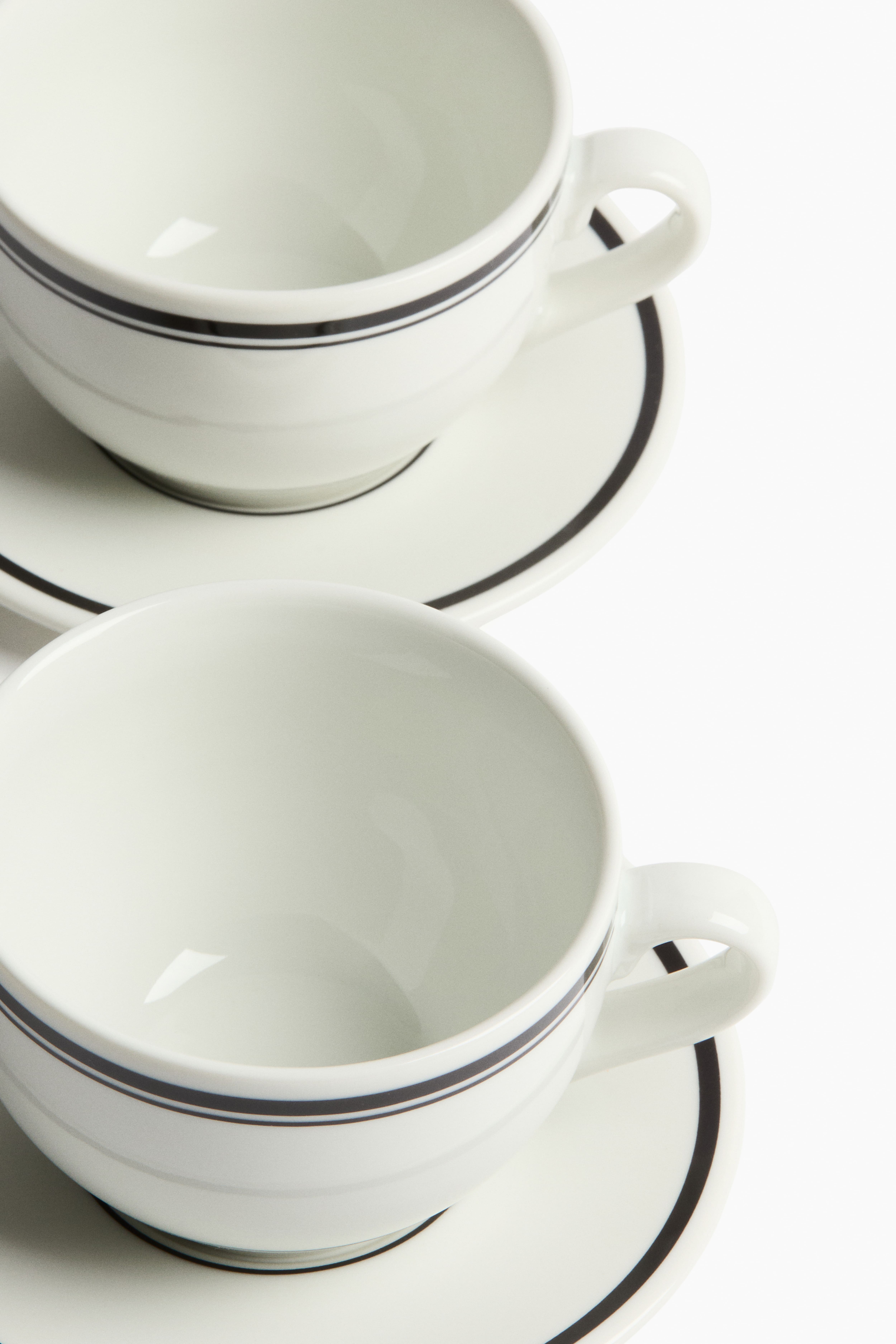 2-Pack Porcelain Cups with Saucers