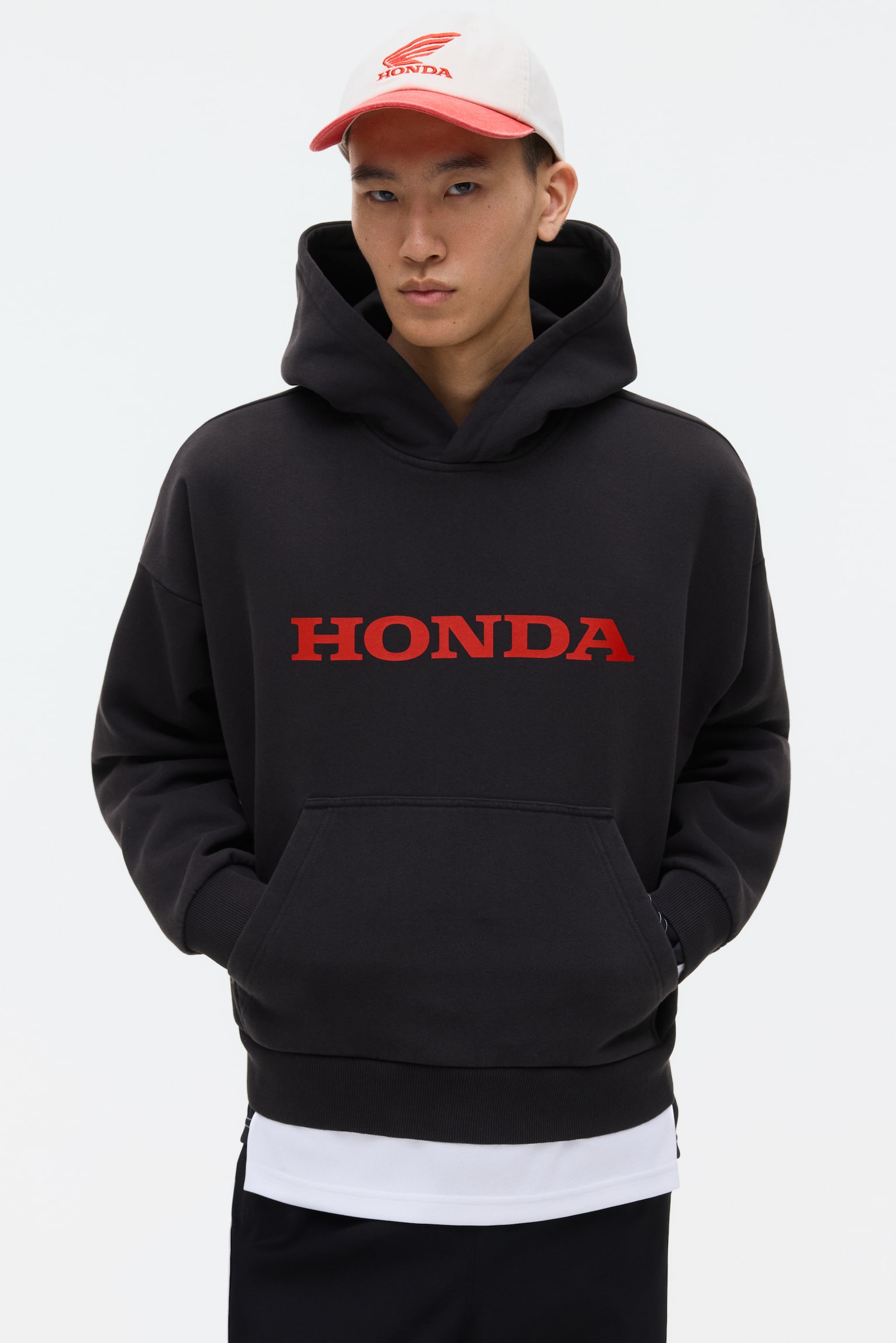 Oversized Fit Printed hoodie - Black/Honda - 6