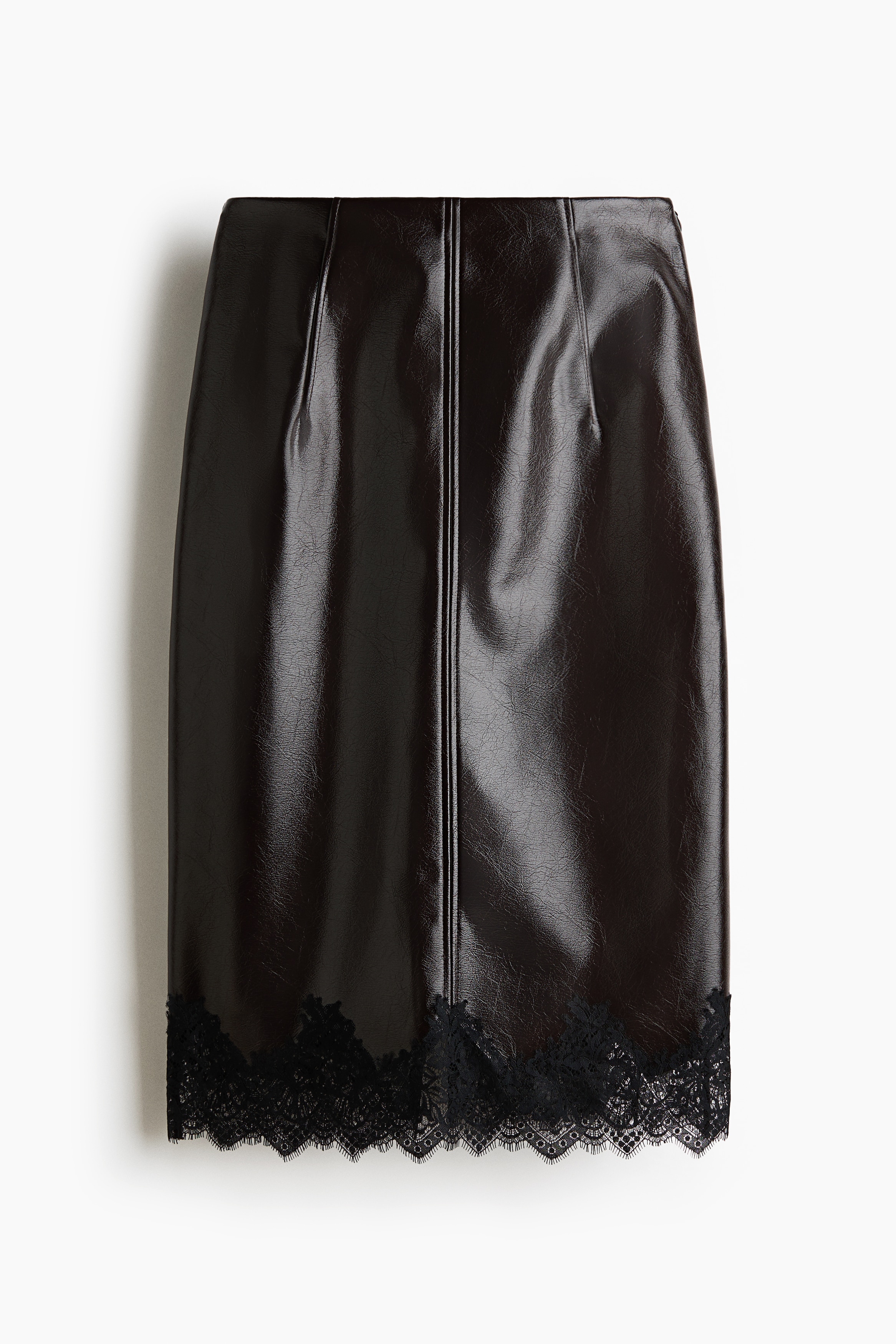 Jupe crayon en tissu enduit - Marron foncé