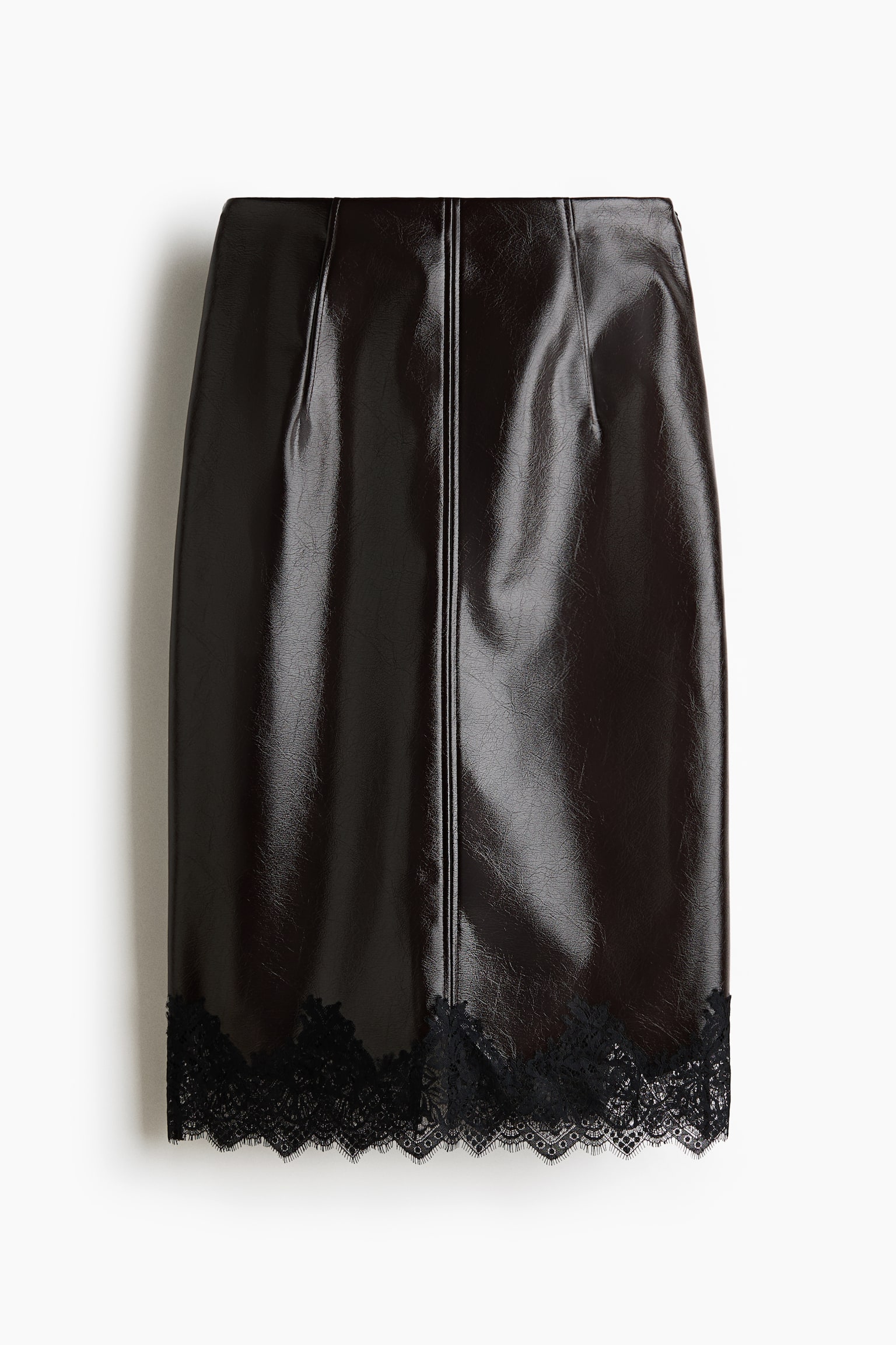 Fustă-creion peliculizată - Maro-închis - 1