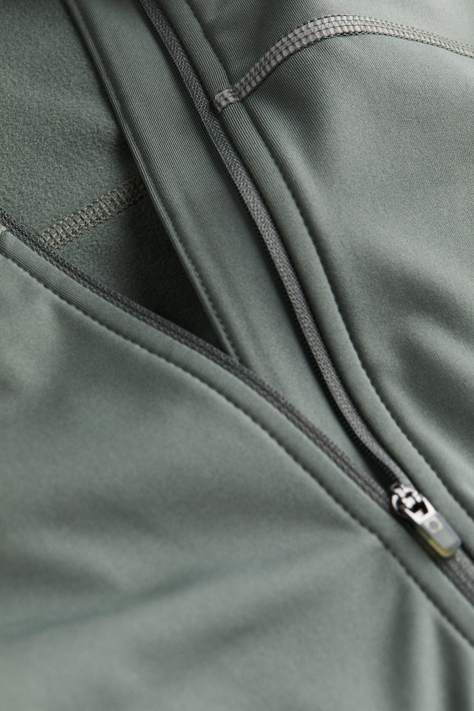 Warm Running Top In DryMove™ - Dark khaki green/Black - 3