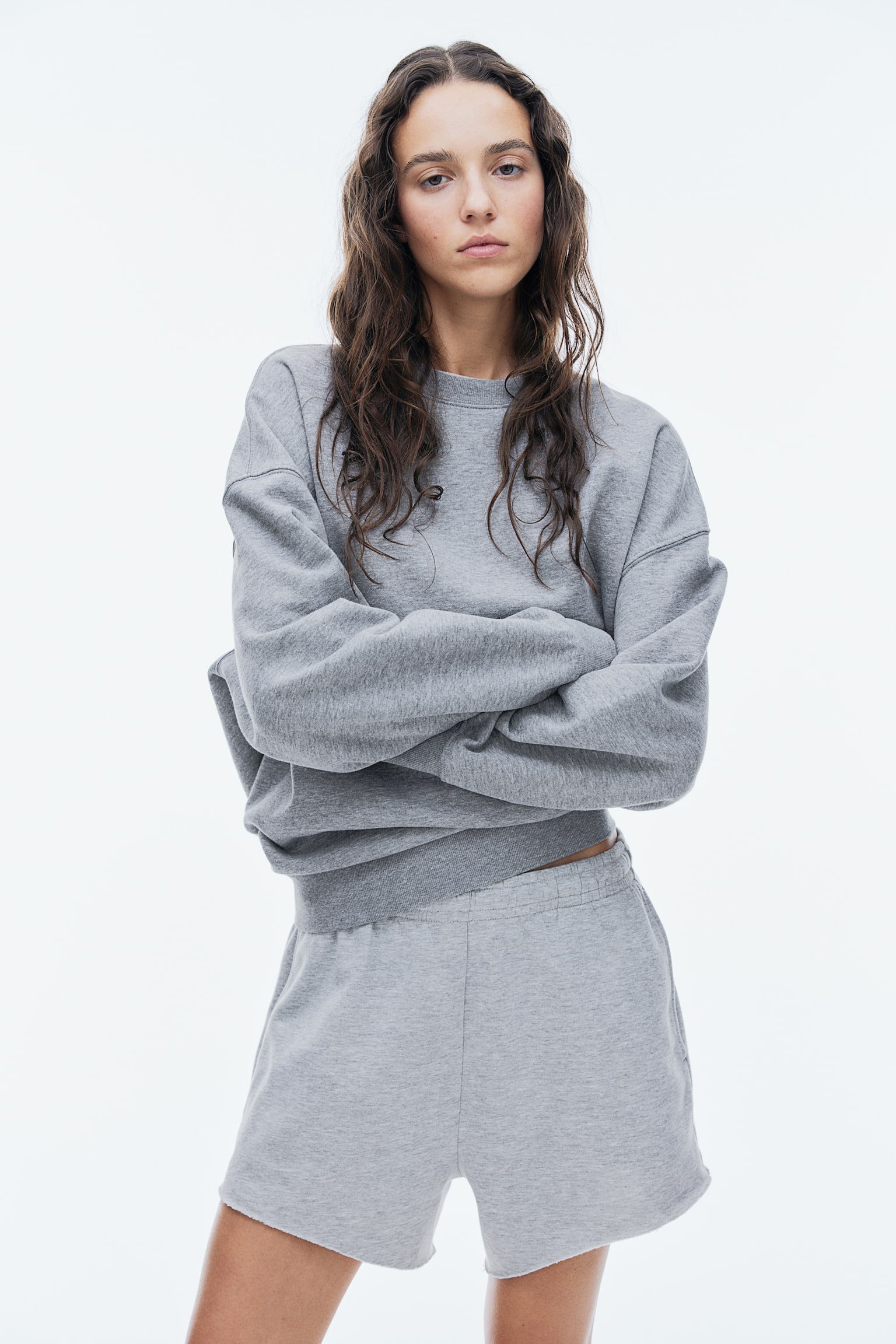 Oversized sweatshirt - Gråmelerad/Svart/Ljusbeige/Mörkgrå/Mörkbeige/Puderrosa/Mörkbrun - 3