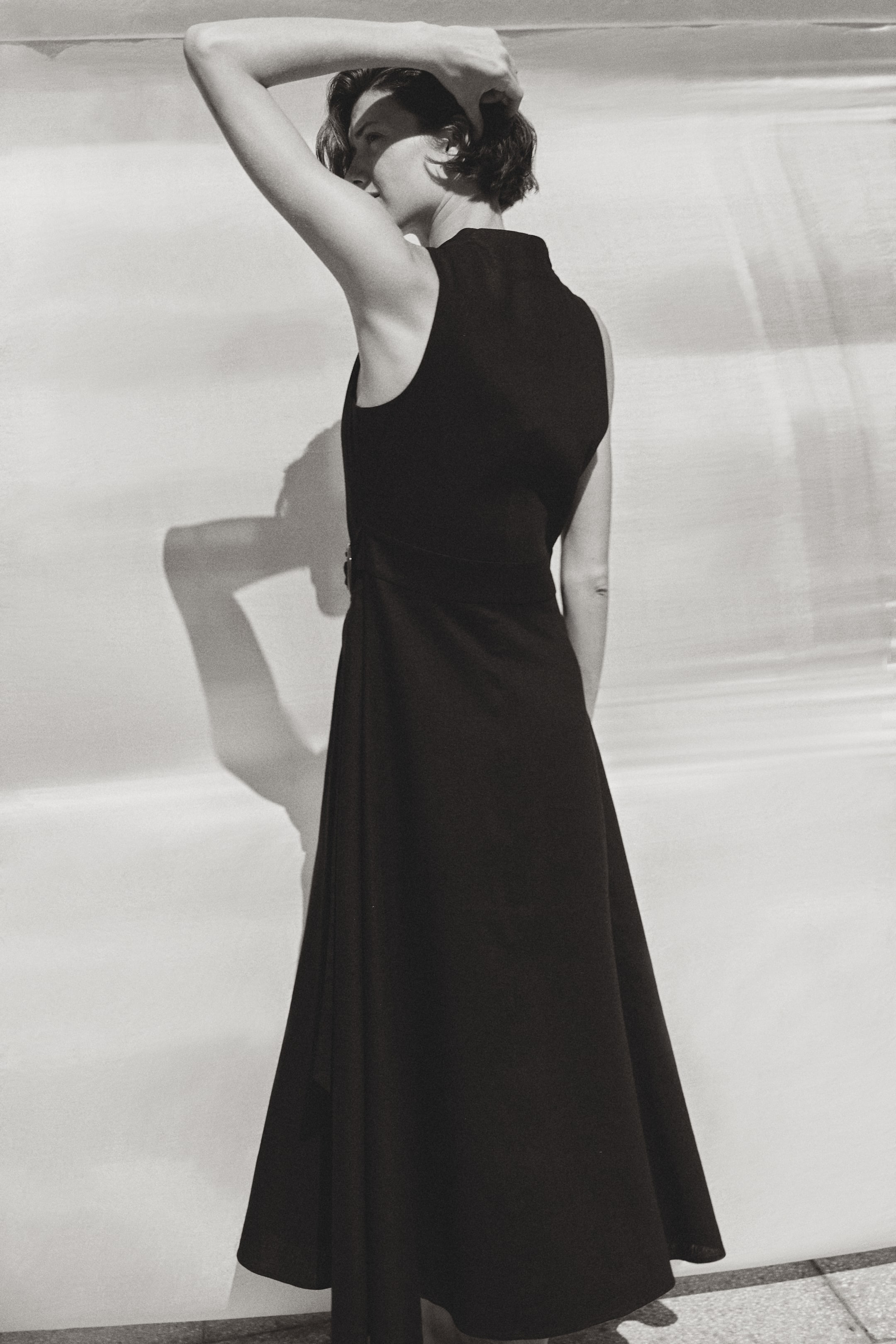 Linen-Blend Wrap Dress