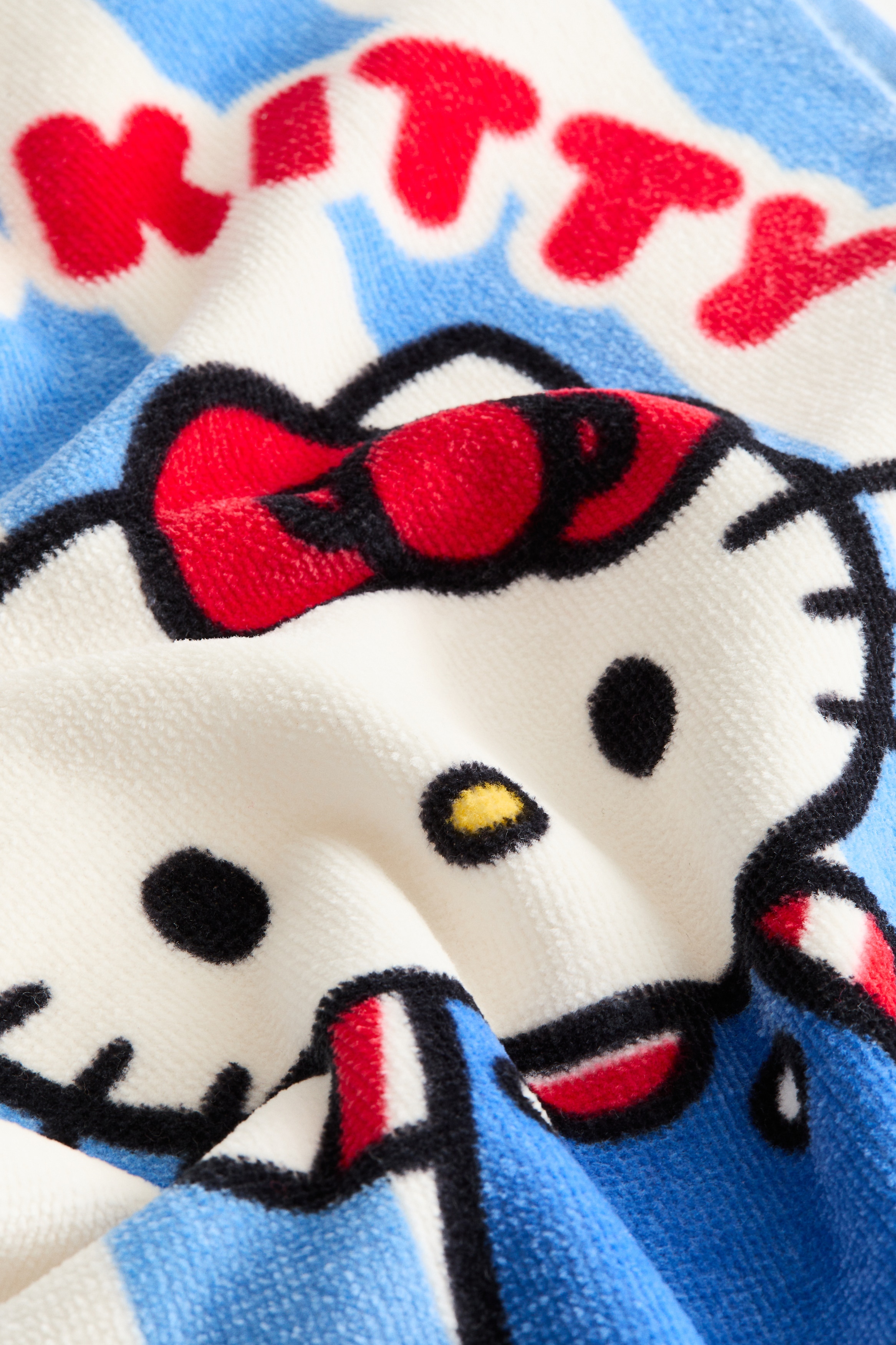 プリントデザインパイルゲストタオル - ブルー／ハローキティ