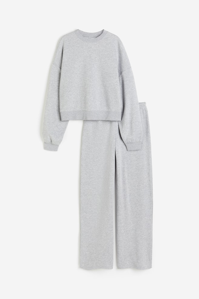 2-piece sweatshirt set - Light grey marl/Black - 2