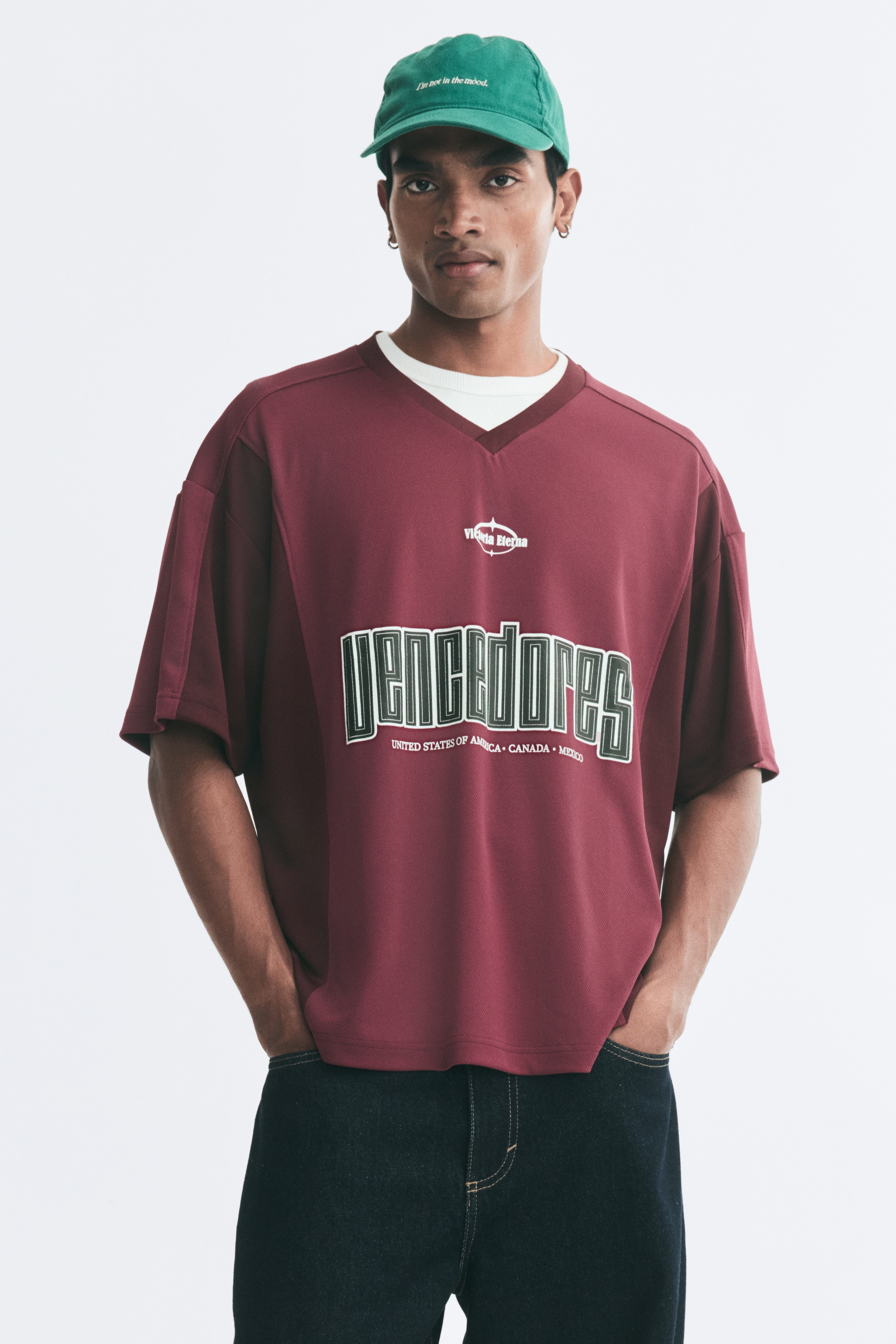 Relaxed Fit Printed T-shirt - Burgundy/Victoria Eterna/Dark green/Victoria Eterna
