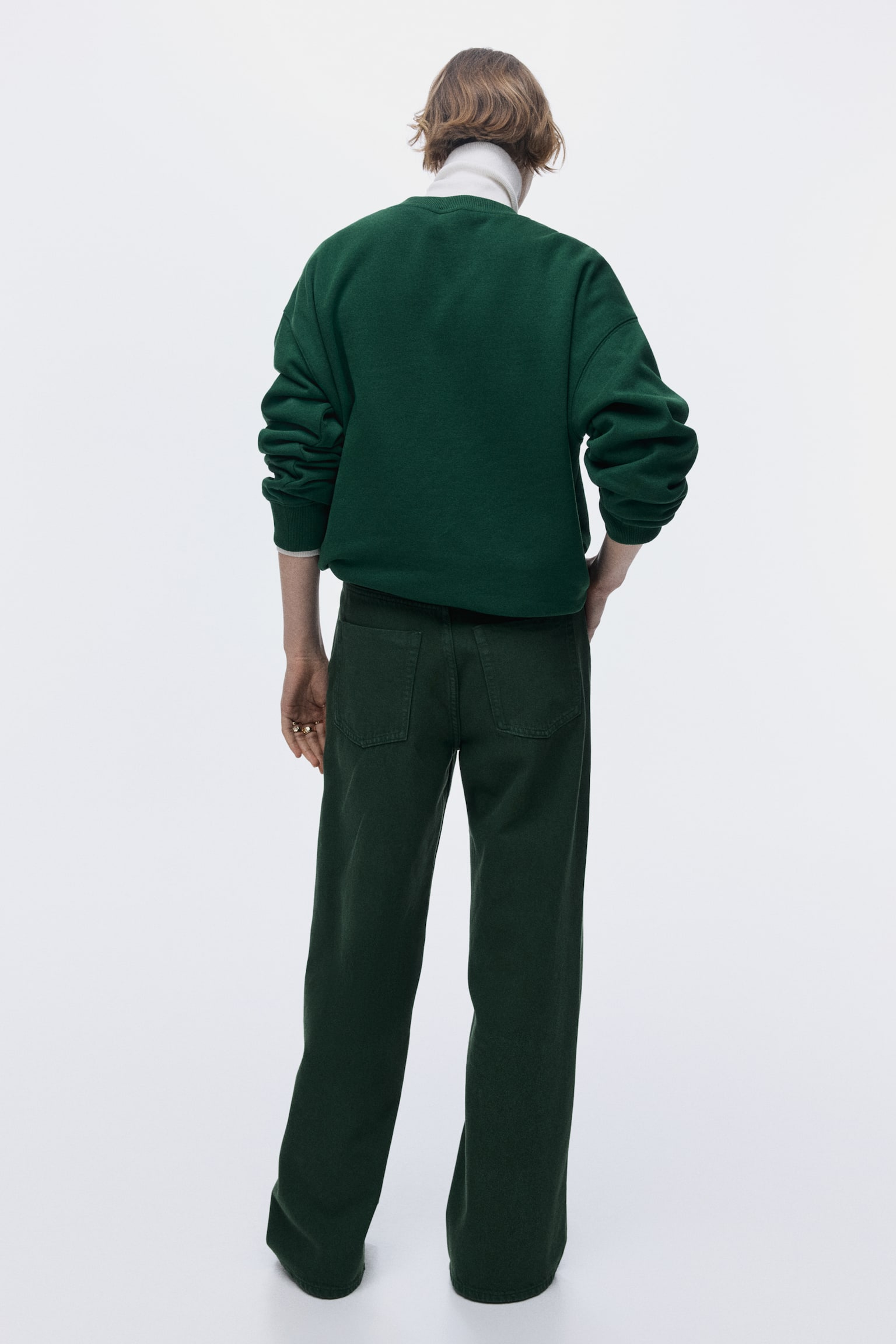 Женские джинсы H&M Wide High, цвет: Тёмный зелёный — фото 4