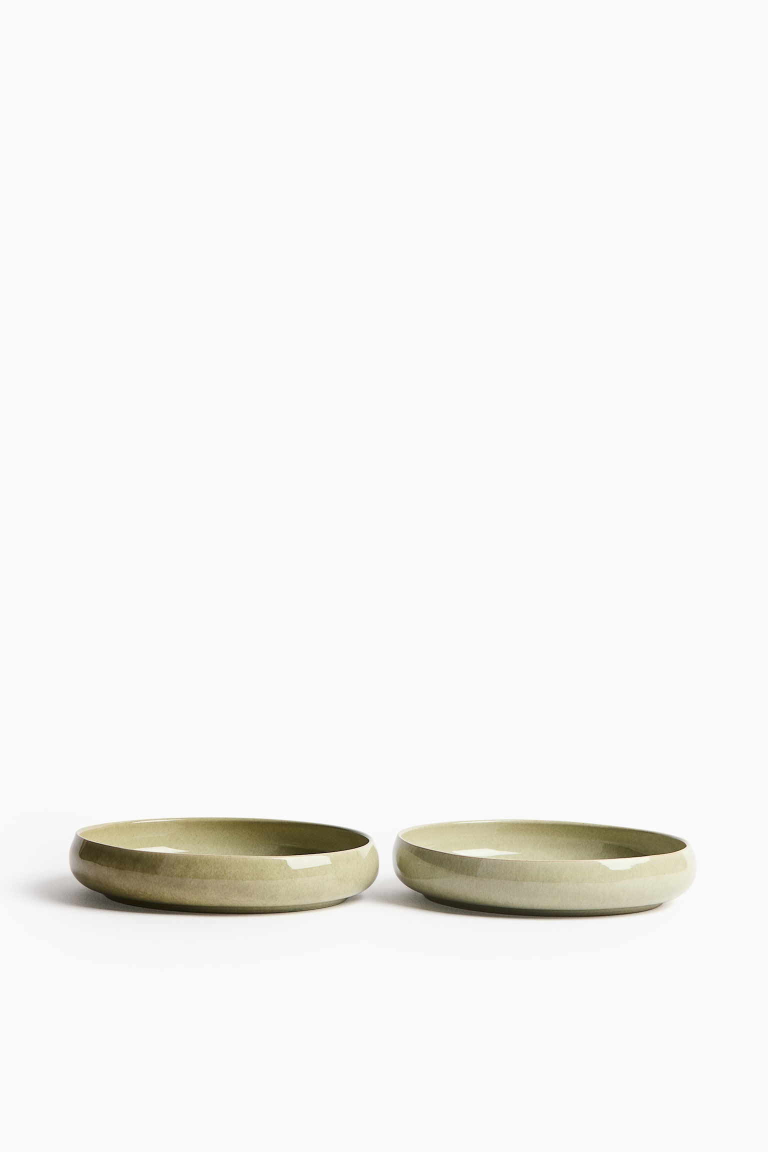 Pack de 2 platos soperos con esmalte reactivo - Verde/Beige claro