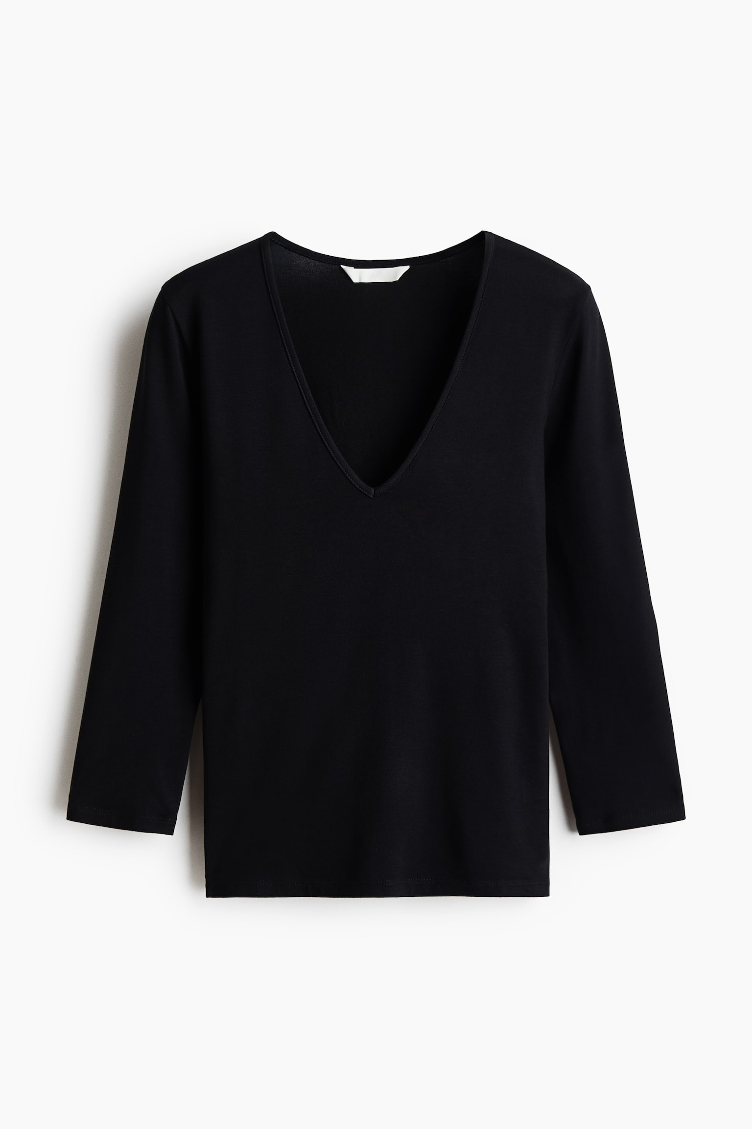 Женский топ H&M V-Neck Viscose Top, цвет: Чёрный — фото 1