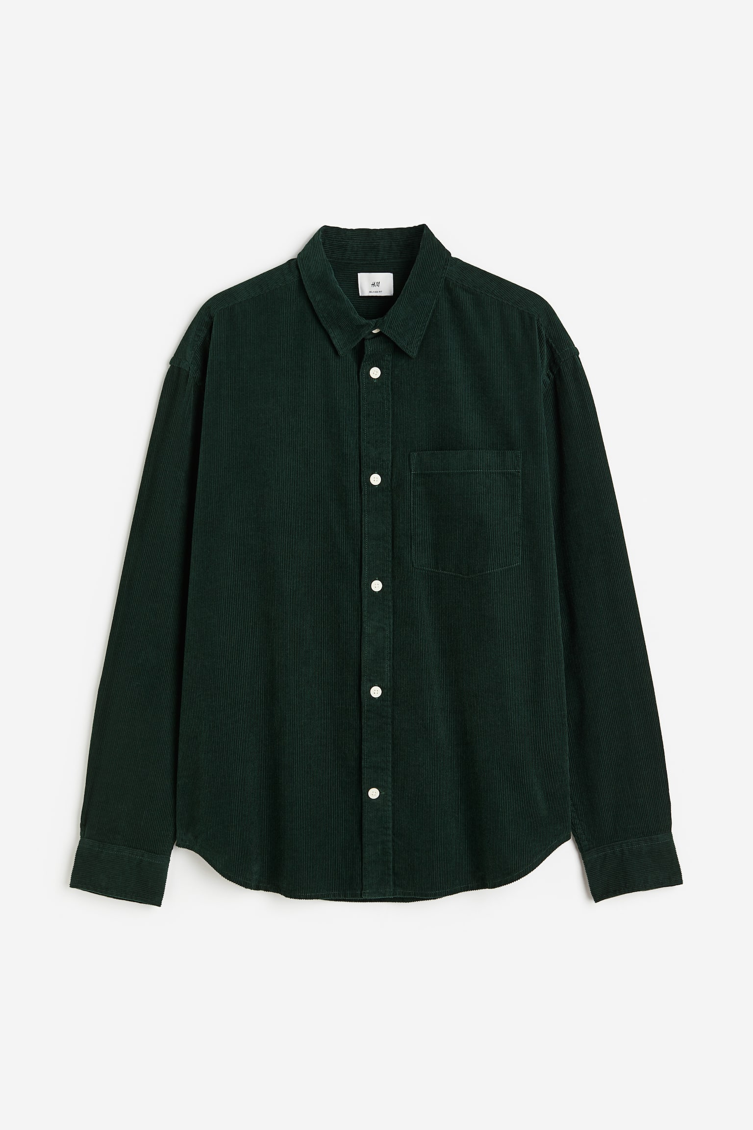 Relaxed Fit Corduroy shirt - Dark green/Light greige
