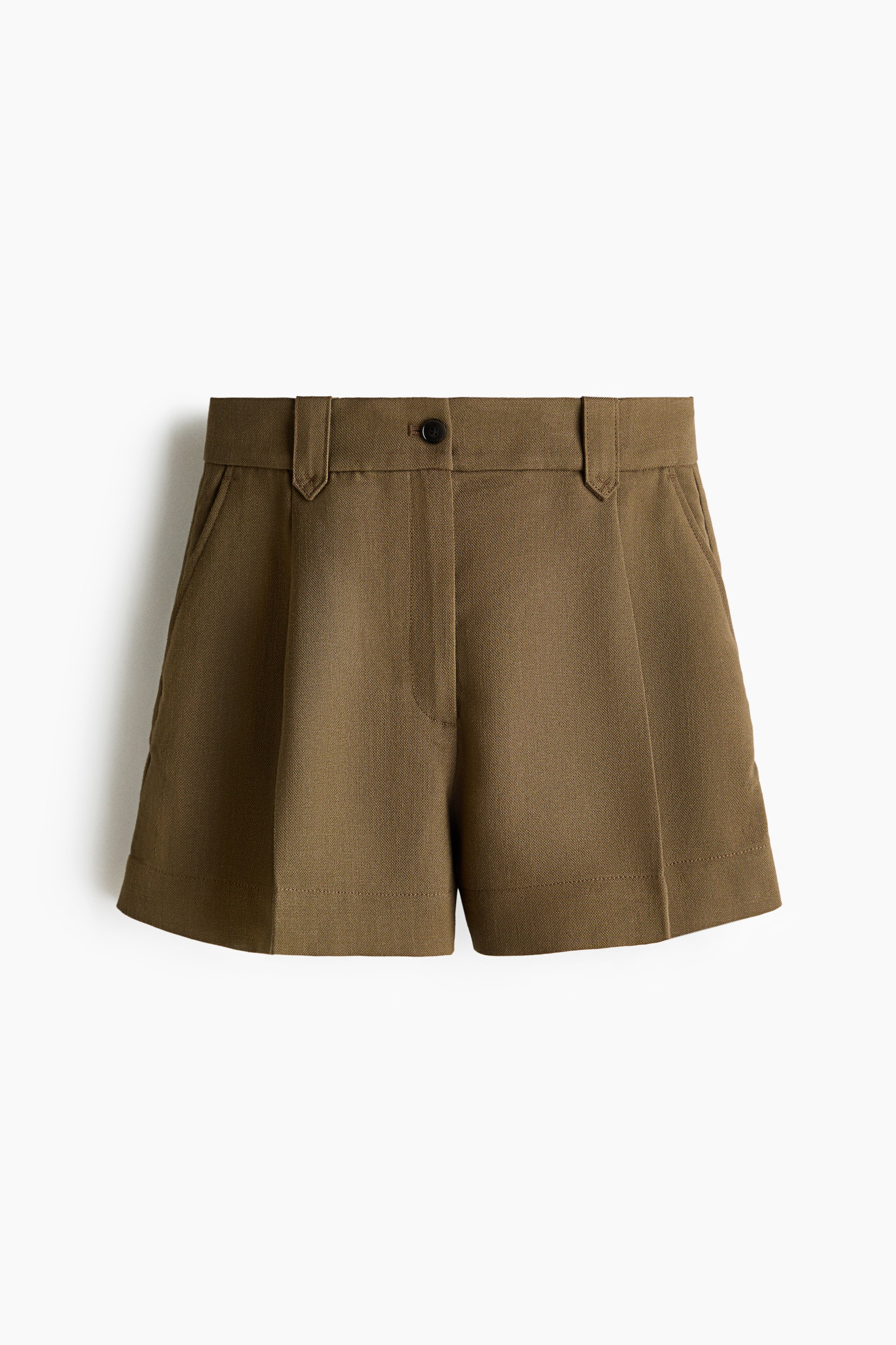 Grotere afbeelding bekijken: Short met plooien - Donker kakigroen - DAMES | H&M NL 1