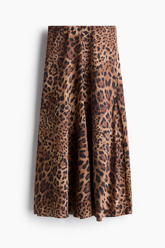 Falda maxi de satín - Beige/Diseño de leopardo/Rosa durazno/Café oscuro - 1