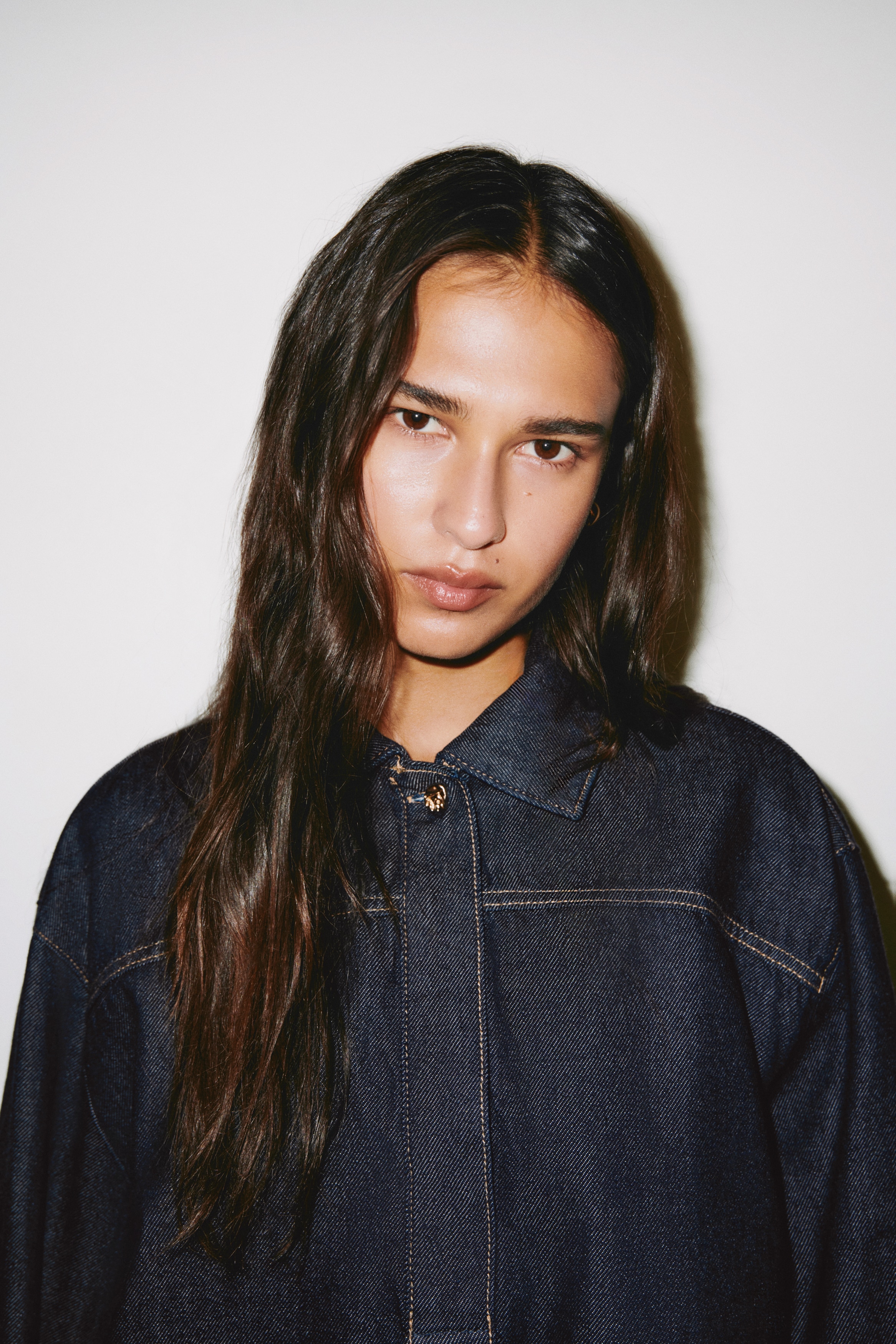 Denim popover shirt
