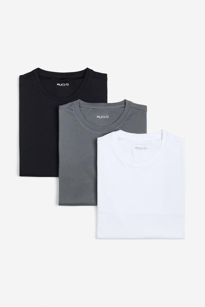 3-pack DryMove™ sports T-shirts - White/Dark grey/Black/Black/Brown/Light greige/Black - 1