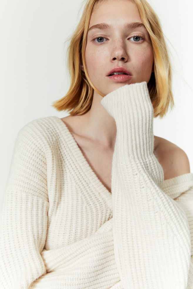 Rib-knit dress - Natural white - 3