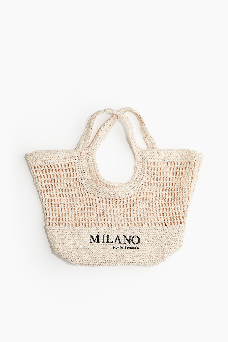 Embroidered Straw Shopper
