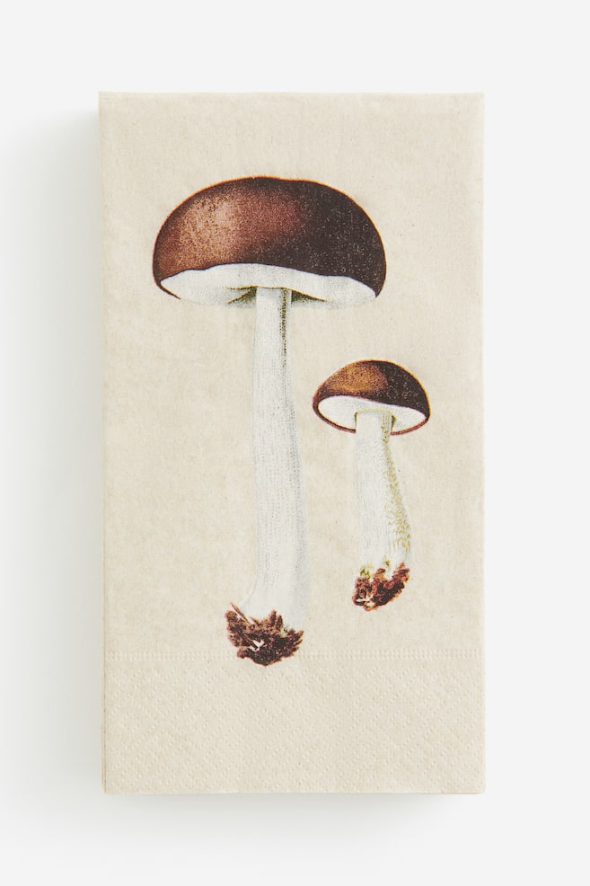 15-pack paper napkins - Beige/Mushrooms - 1