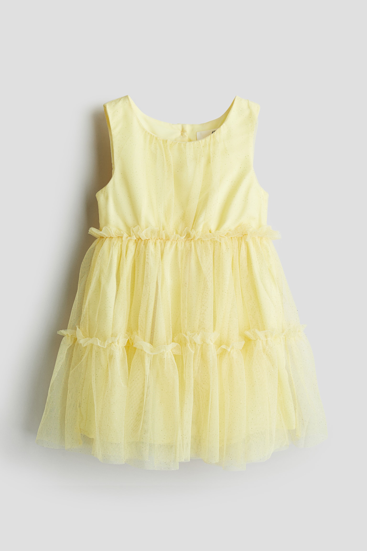 Frill-trimmed tulle dress - Light yellow/Pink - 1