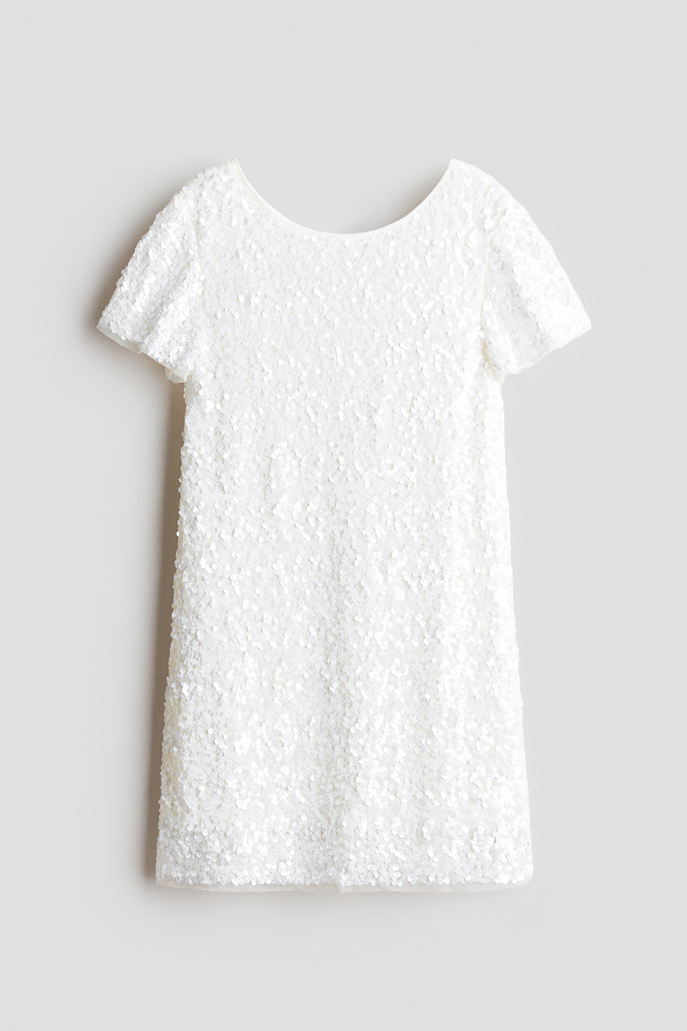 Bow-detail sequined dress - White/Black