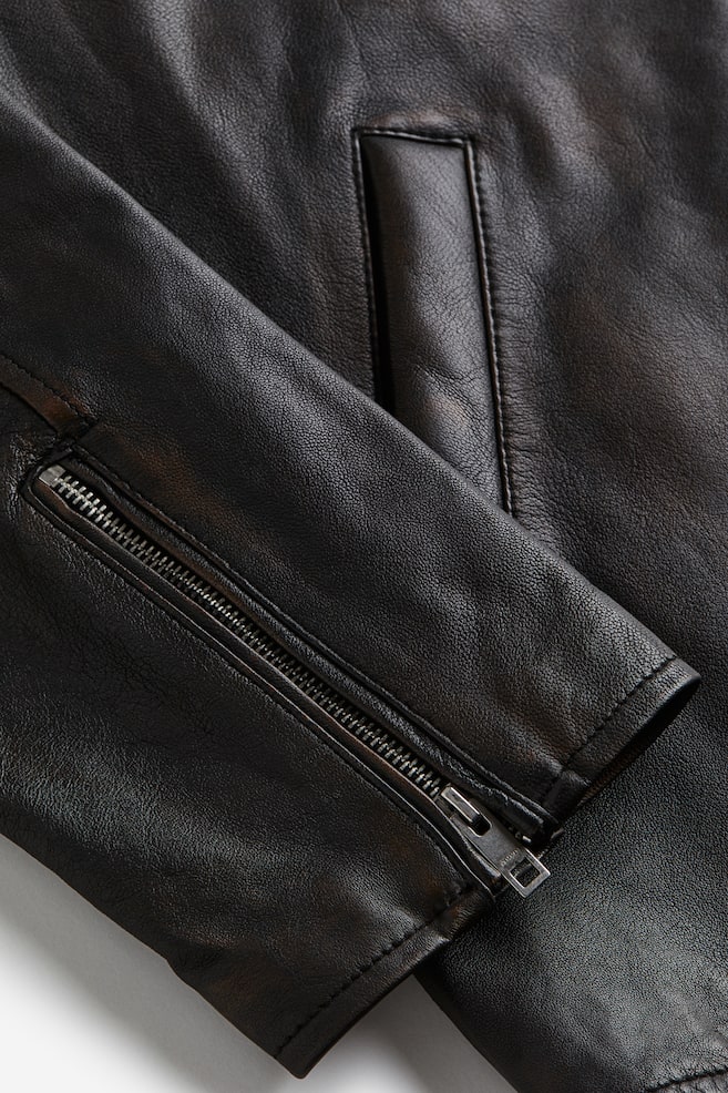 Regular Fit Leather jacket - Dark brown - 5