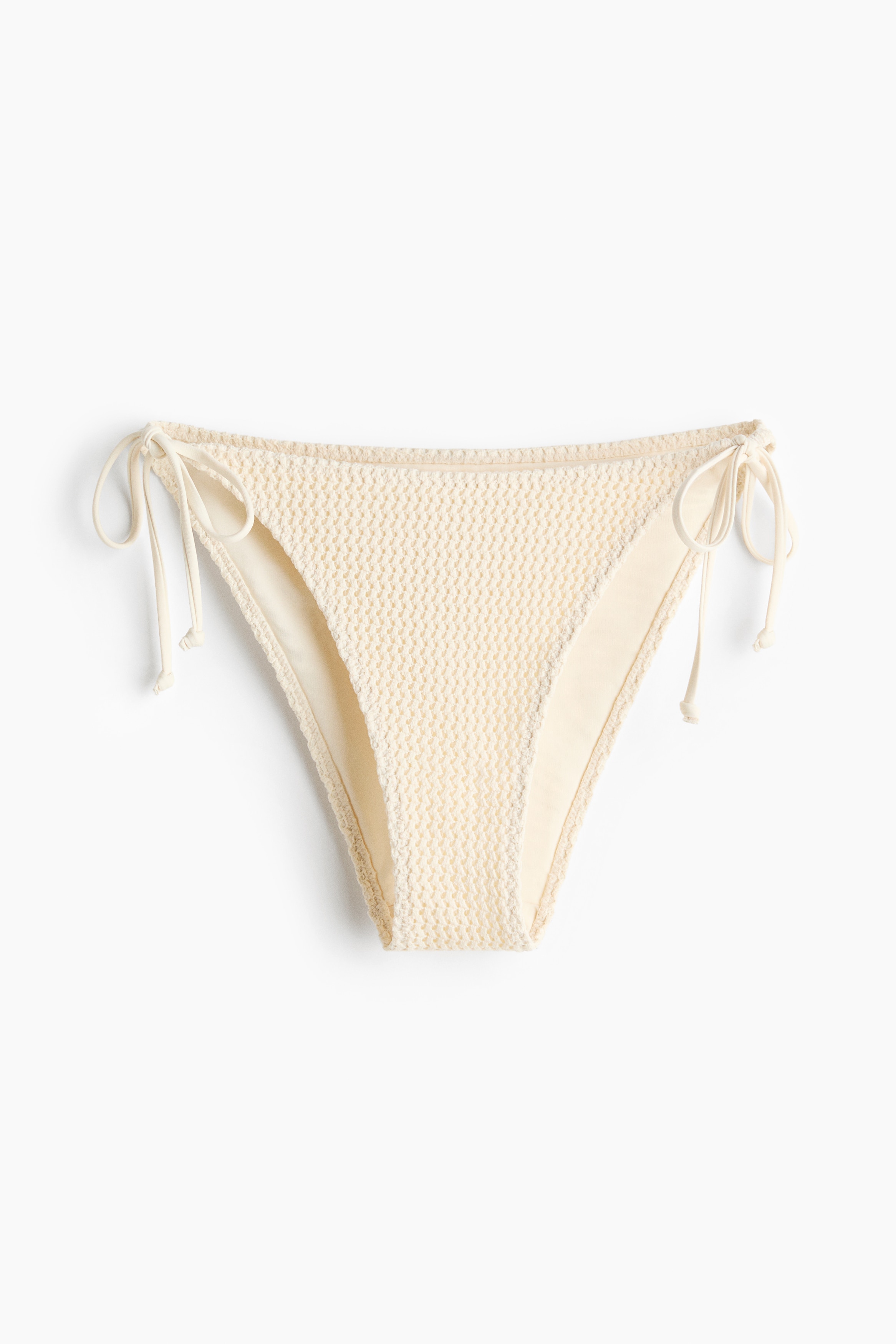 Tie Bikini Bottoms - Cream/White/White