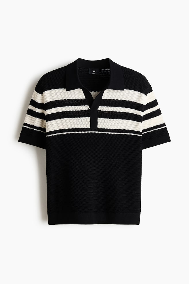 Regular-Fit Pointelle-Knit Polo Shirt - Black/color block/Dark brown/Cream/color block - 1