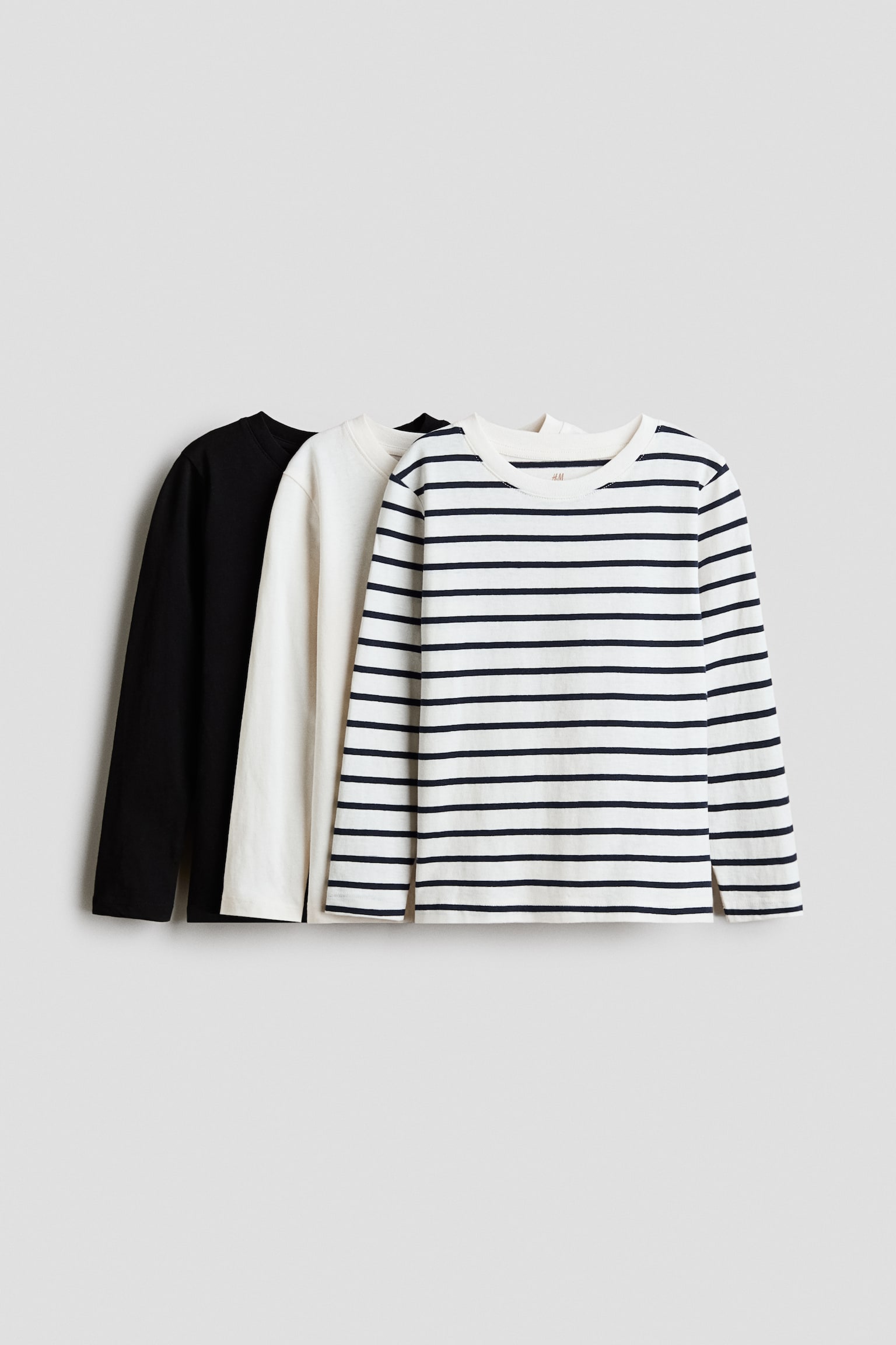 3-pack cotton tops - Navy blue/Striped/Navy blue/Khaki green/Navy blue/Blue/White/Navy blue/Cream/Dark red/Turquoise/Dinosaurs