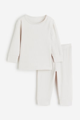 Ribbed Cotton Set - Light beige - Kids | H&M US