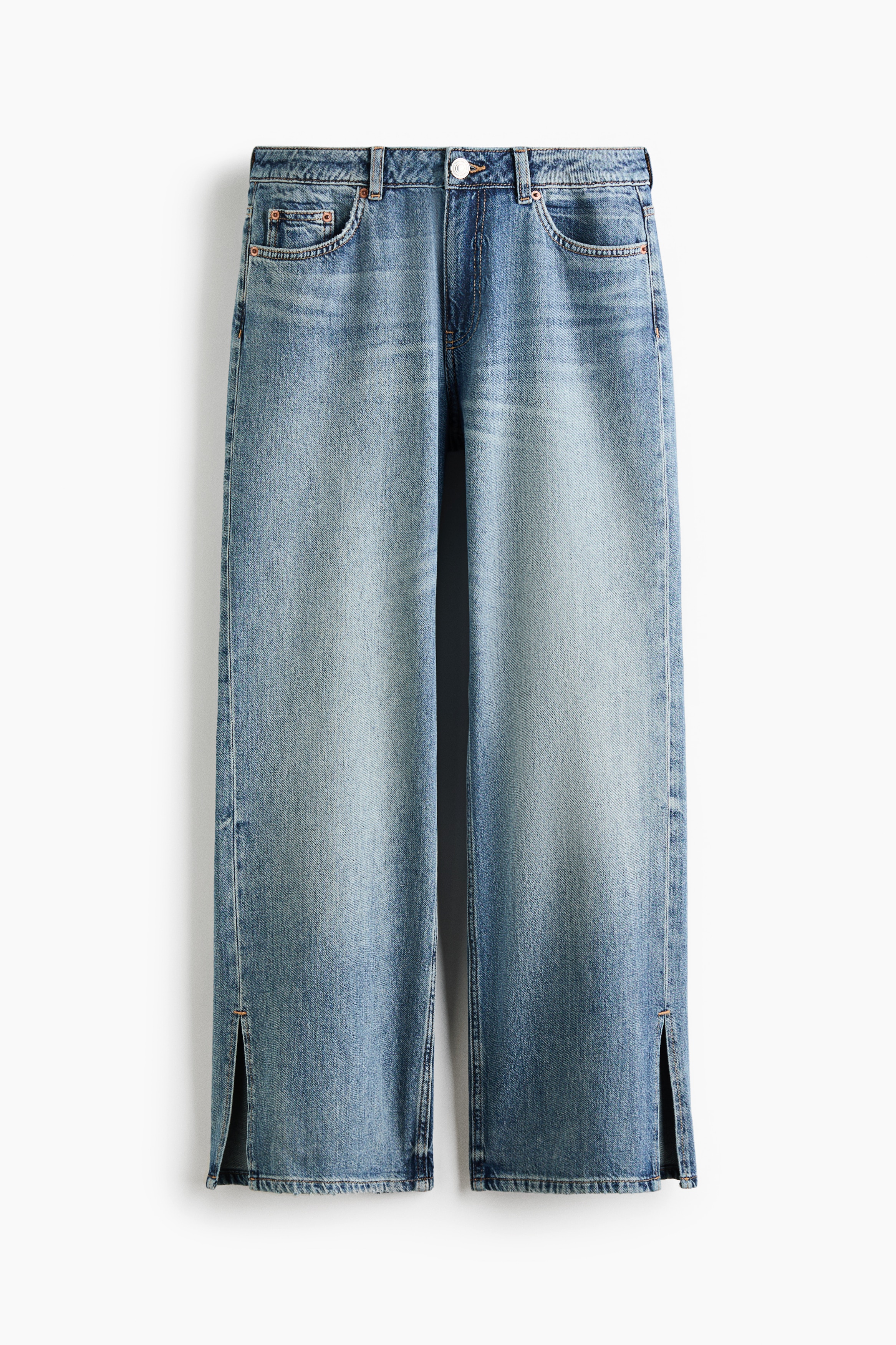 Wide Regular Waist Jeans - Denim blue