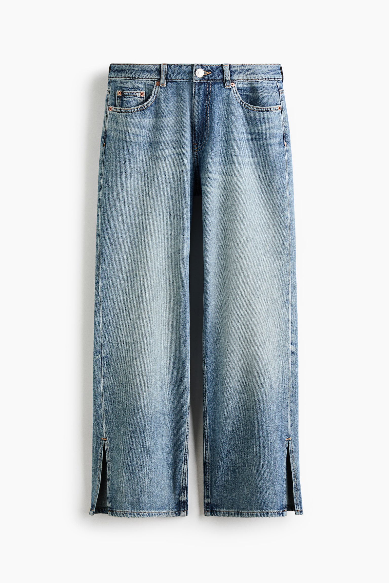 Wide-Leg Regular-Waist Jeans - Denim blue - 1