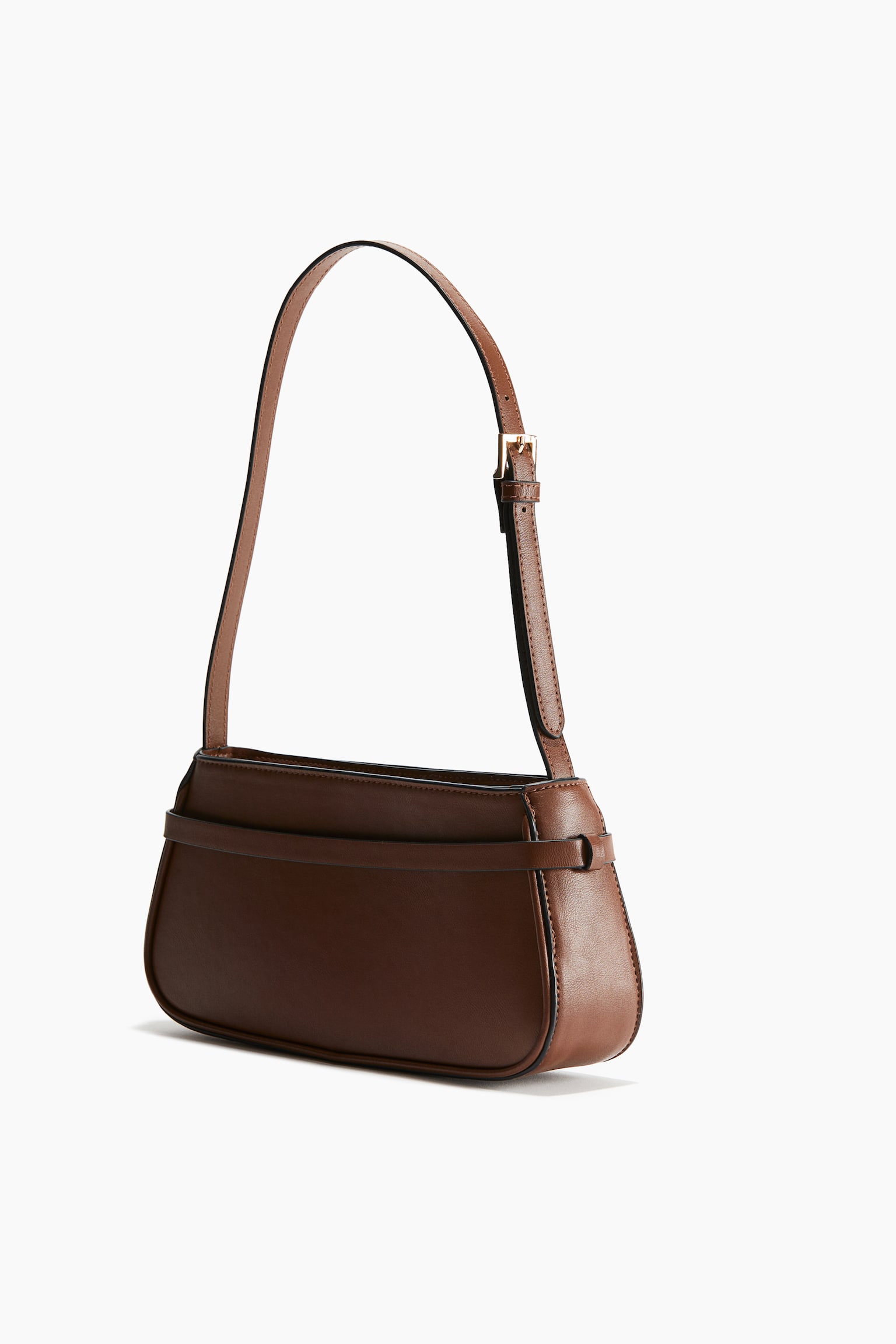 Belt Detail Shoulder Bag - Brown/Black - 4