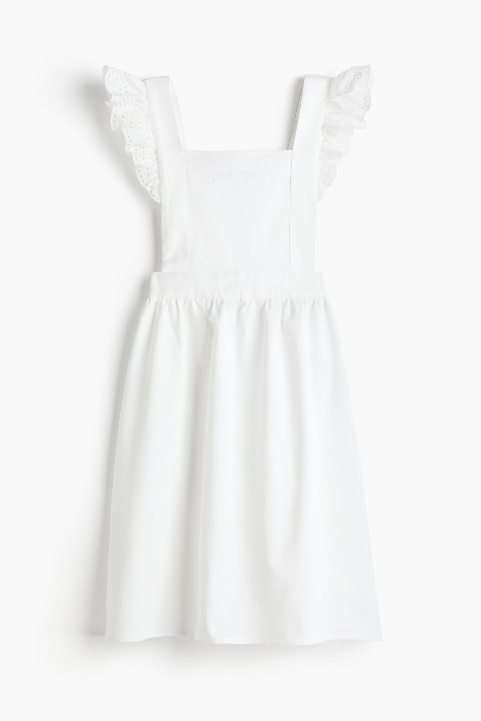 Baumwollschürze mit Volantbesatz - Weiss