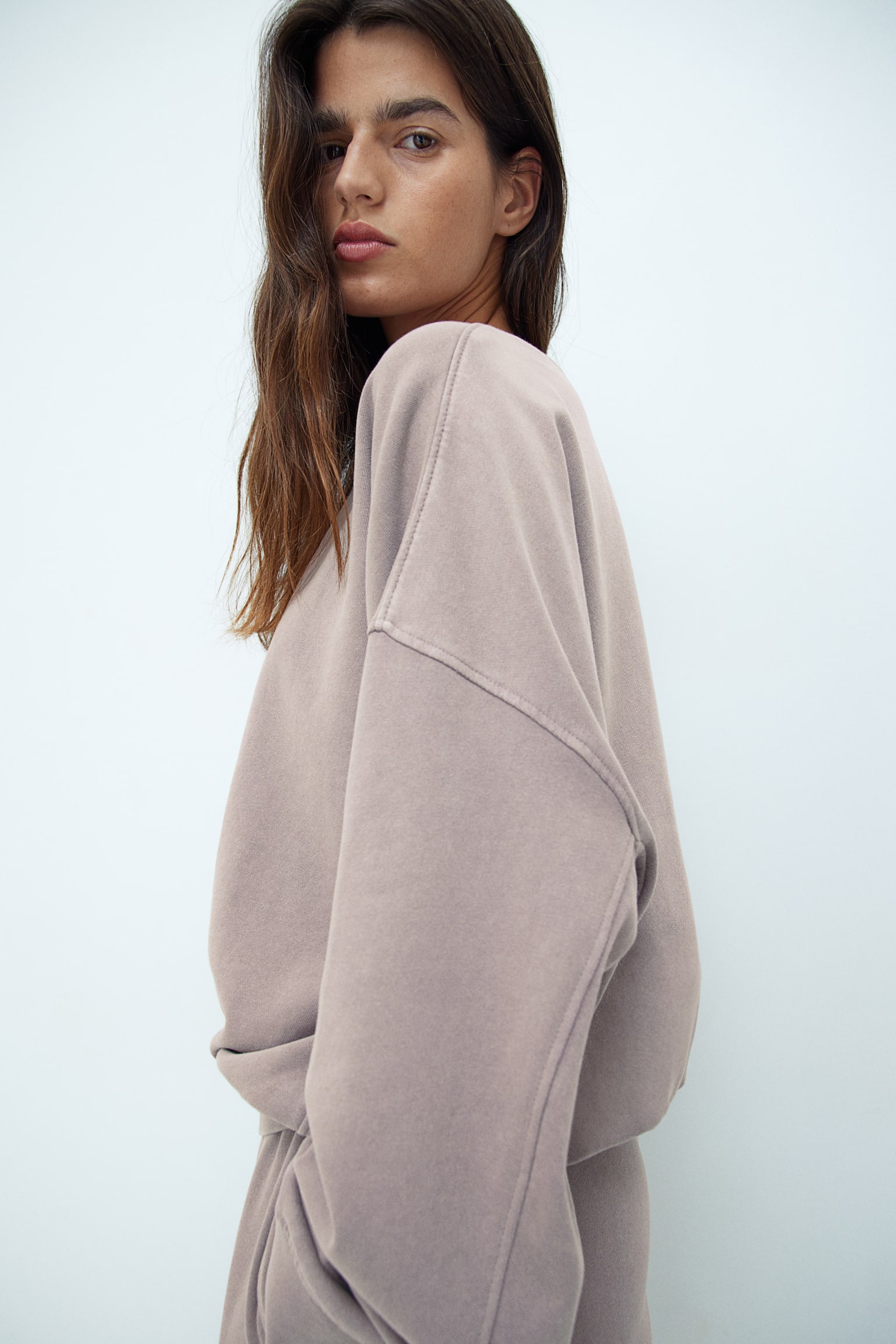 Oversized sweatshirt - Beige/Light grey - 1