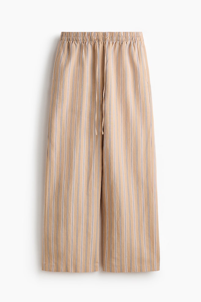 Linen-blend drawstring trousers - Beige/Striped/Pink/Light yellow/Orange/Bright blue/Bright red/Red - 1