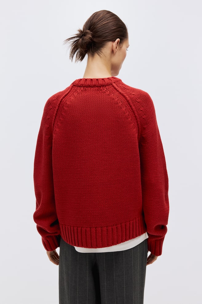 Raglan-sleeved jumper - Red/Beige marl/Cream - 5