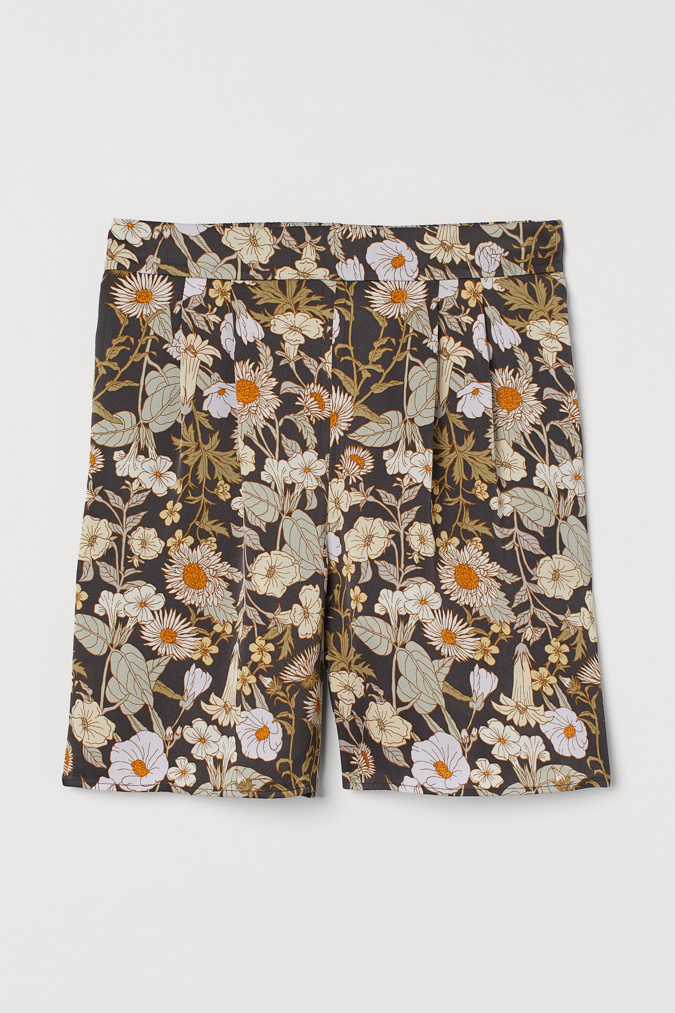 Vis større bilde: Shorts med glans - Sort/Beige blomstret - Ladies | H&M NO 1