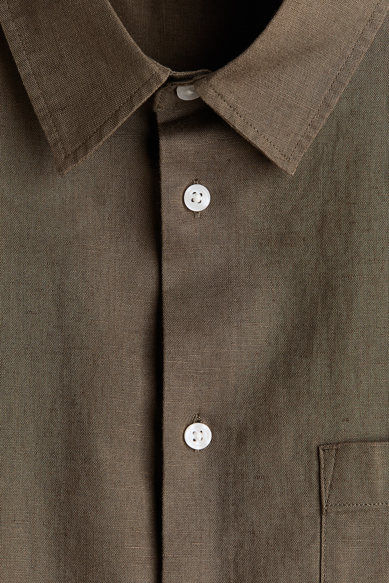 Relaxed Fit Linen-blend shirt - Dark khaki green/Rust red/Striped/White/Light blue/Dark brown/Light blue/Striped/Light beige/Dark blue/Light pink - 5