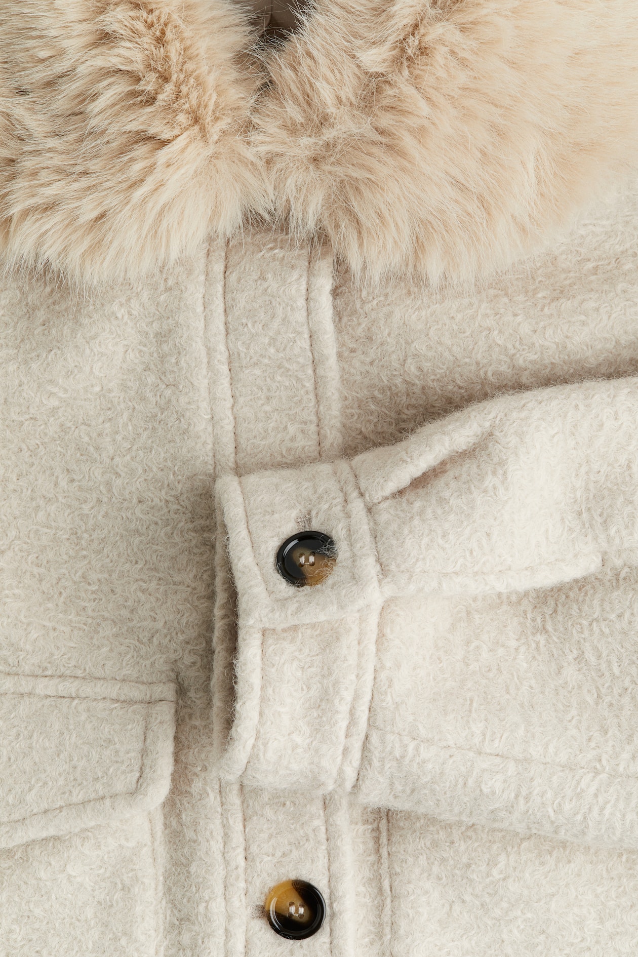 Twill Jacket with Fluffy Collar - image 3
